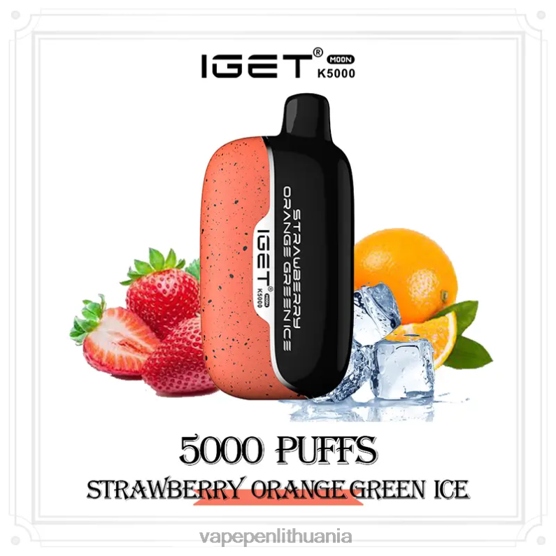 IGET Moon 5000 tūkst braškių oranžinis žalias ledas 8288412 - Vape Mod