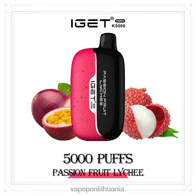IGET Moon 5000 tūkst pasifloros vaisiaus ličiai 8288410 - Vape Skystis