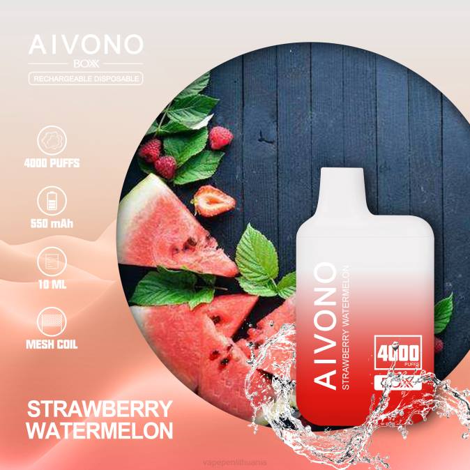 Aivono AIM BOXX 4000 braškinis arbūzas D060214 - Vape Pen