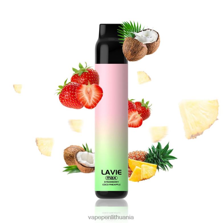 LAVIE BAR 5000 įkvėpimų – maks braškių kokoso obuolys VT88B283 - Vape Liquid