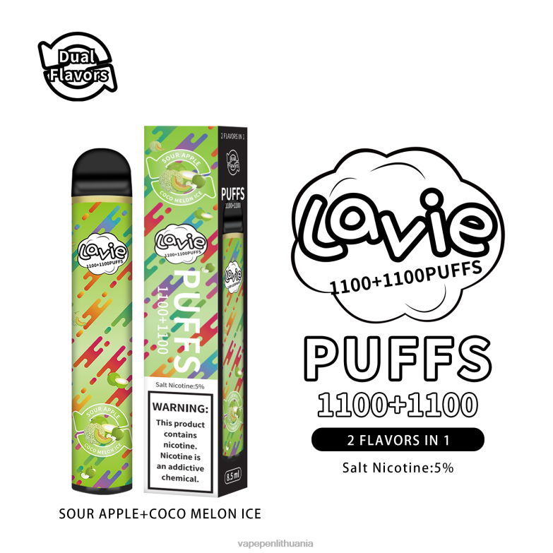 LAVIE BAR Switch 2200 įkvėpimų rūgščių obuolių/kokoso meliono ledas VT88B297 - Vape Mod