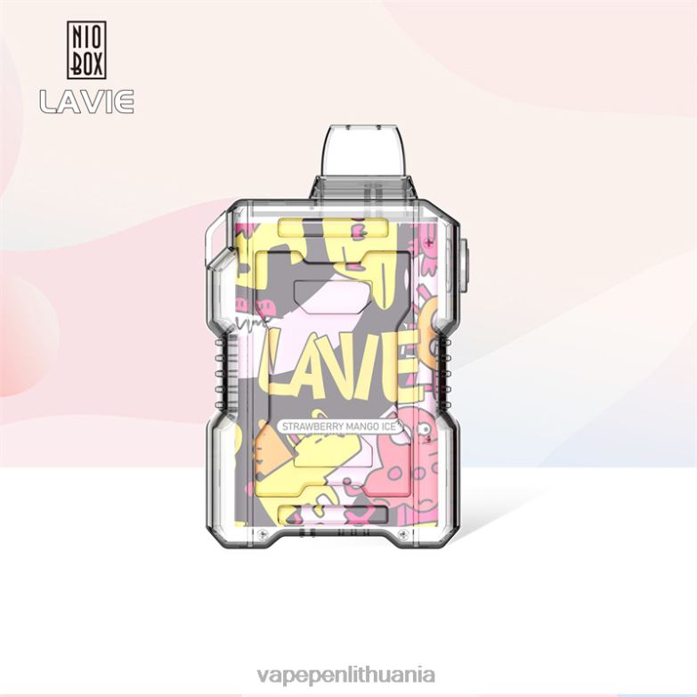 LAVIE NIO BOX 9000 išpūtimų braškių mangų ledukai VT88B190 - Vape Skystis