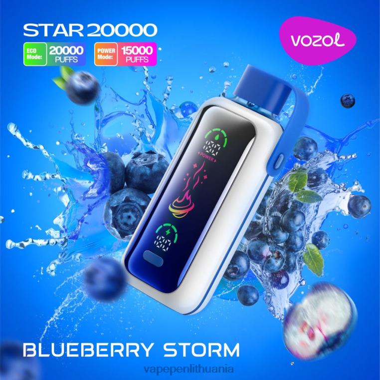 VOZOL STAR 20 000 mėlynių audra T60485 | Vape Skystis