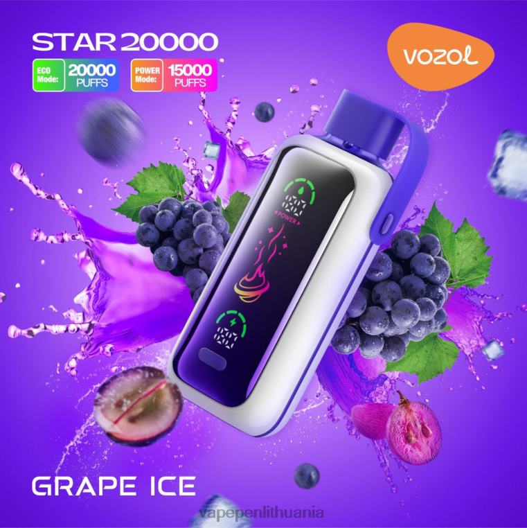 VOZOL STAR 20 000 vynuogių ledas T60489 | Vape Pen